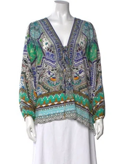 Pre-owned Camilla Silk Printed Blouse In Blue