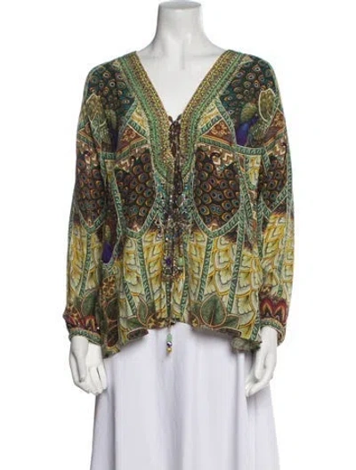 Pre-owned Camilla Silk Printed Blouse In Green