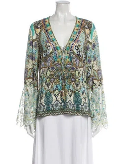 Pre-owned Camilla Silk Printed Blouse In Green