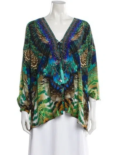 Pre-owned Camilla Silk Printed Blouse In Green