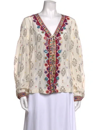 Pre-owned Camilla Silk Printed Blouse In Neutrals
