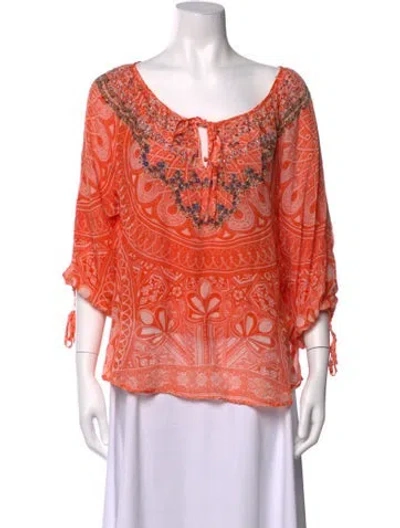 Pre-owned Camilla Silk Printed Blouse In Orange