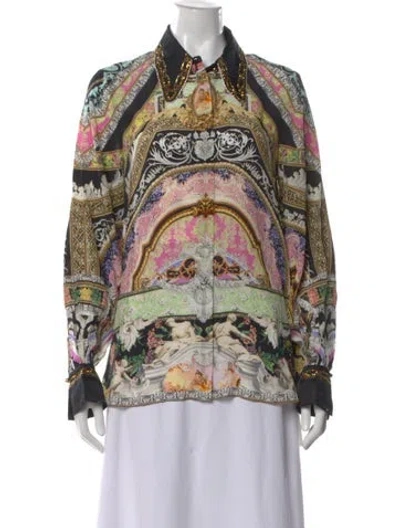 Pre-owned Camilla Silk Printed Blouse W/ Tags In Neutral