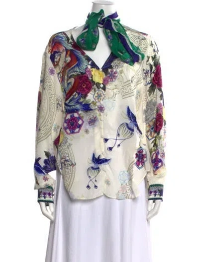 Pre-owned Camilla Silk Printed Blouse In White
