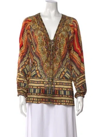 Pre-owned Camilla Silk Printed Blouse In Yellow