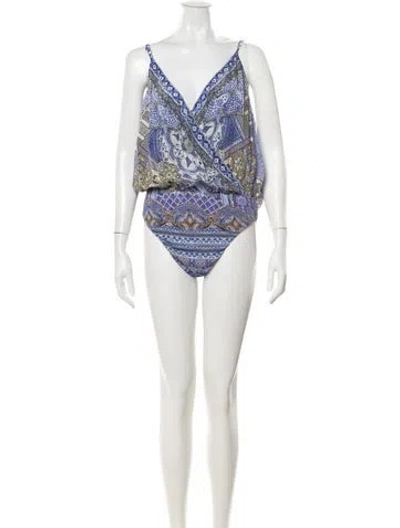 Pre-owned Camilla Silk Printed Bodysuit In Neutral