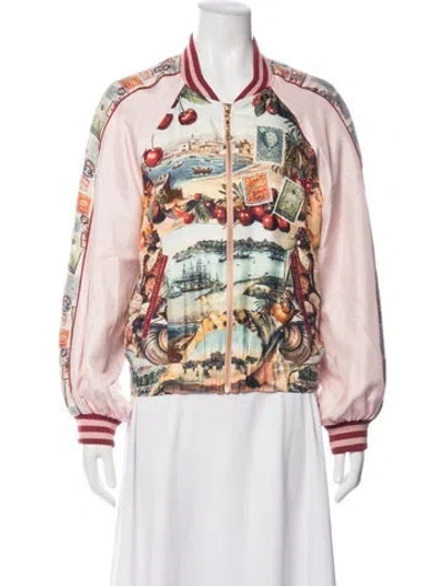 Pre-owned Camilla Silk Printed Bomber Jacket In Multicolor
