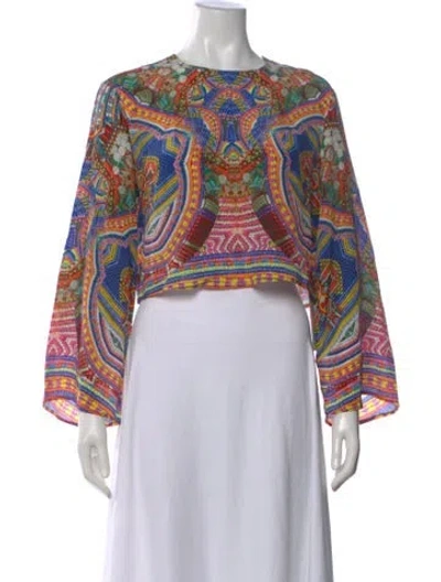 Pre-owned Camilla Silk Printed Crop Top In Multi