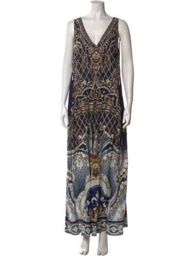 Pre-owned Camilla Silk Printed Jumpsuit In Black