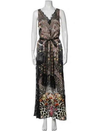 Pre-owned Camilla Silk Printed Jumpsuit In Black