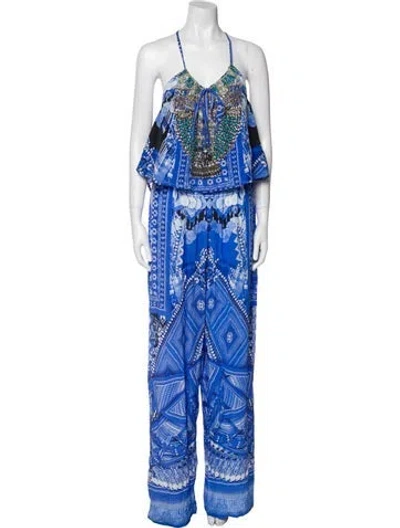 Pre-owned Camilla Silk Printed Jumpsuit In Blue