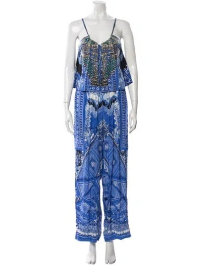 Pre-owned Camilla Silk Printed Jumpsuit In Blue