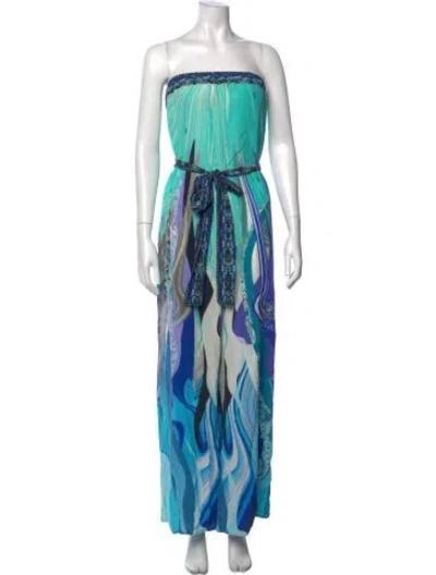 Pre-owned Camilla Silk Printed Jumpsuit In Blue