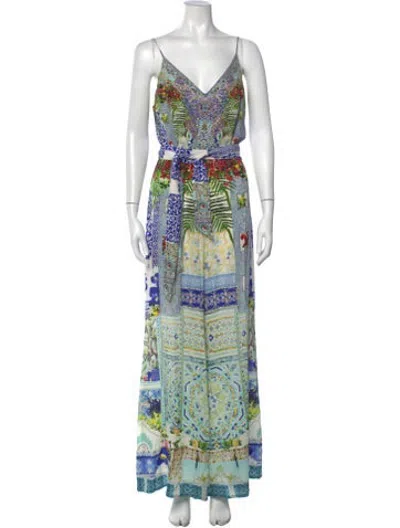 Pre-owned Camilla Silk Printed Jumpsuit In Blue
