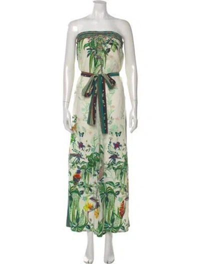 Pre-owned Camilla Silk Printed Jumpsuit In Green