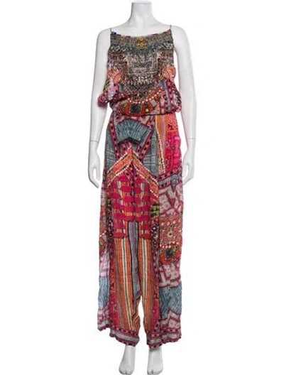 Pre-owned Camilla Silk Printed Jumpsuit In Pink