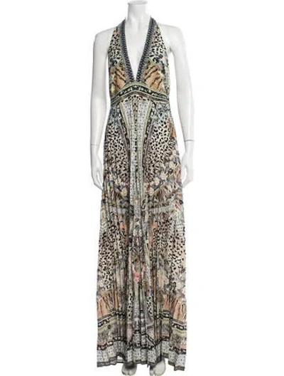 Pre-owned Camilla Silk Printed Jumpsuit In Transparent