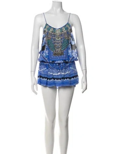 Pre-owned Camilla Silk Printed Jumpsuit W/ Tags In Blue