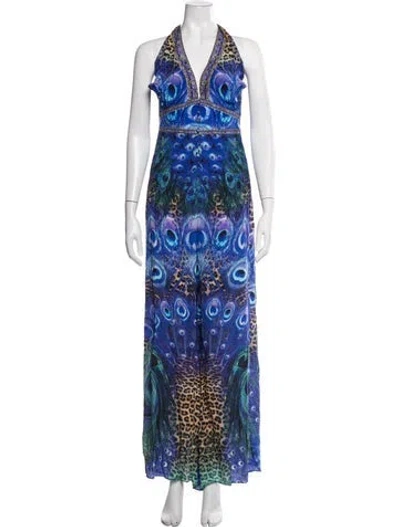 Pre-owned Camilla Silk Printed Jumpsuit W/ Tags In Blue