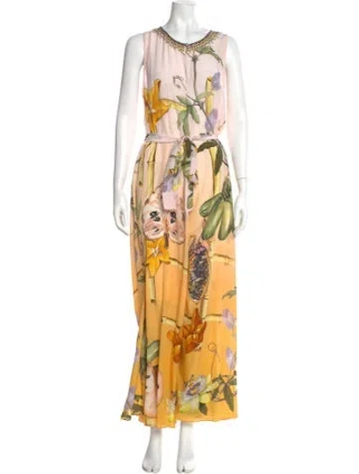 Pre-owned Camilla Silk Printed Jumpsuit In Yellow