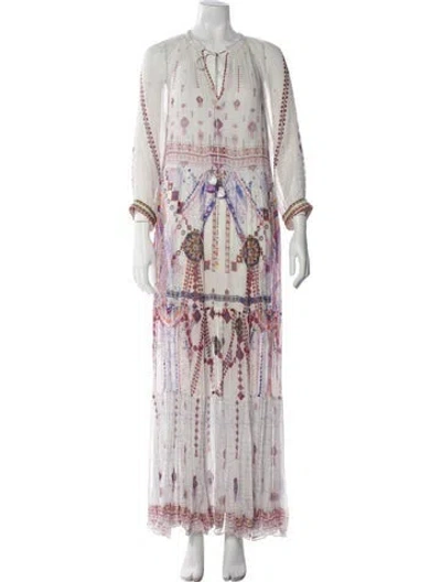 Pre-owned Camilla Silk Printed Nightgown In White