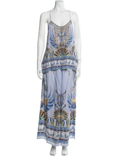 Pre-owned Camilla Silk Printed Pant Set In Blue