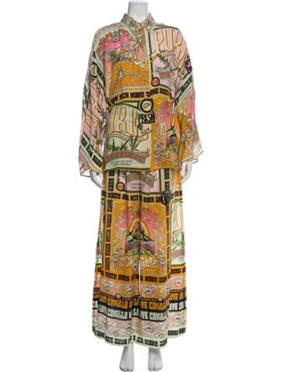 Pre-owned Camilla Silk Printed Pant Set In Multi