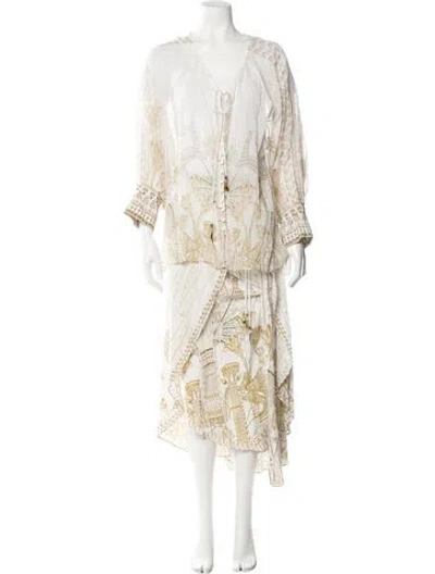 Pre-owned Camilla Silk Printed Pant Set In Neutral