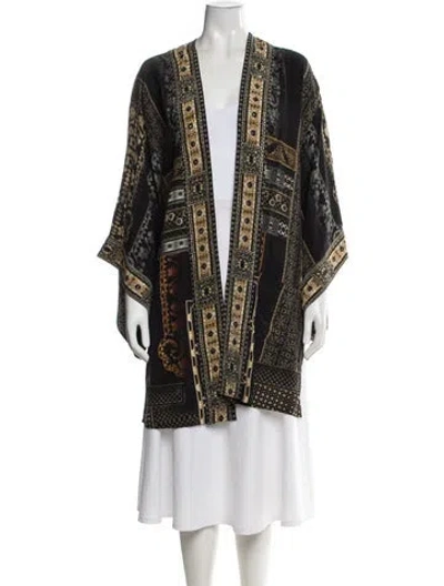 Pre-owned Camilla Silk Printed Robe In Black