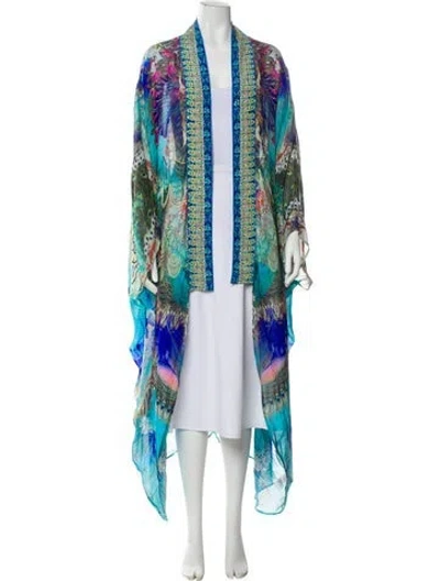 Pre-owned Camilla Silk Printed Robe In Blue