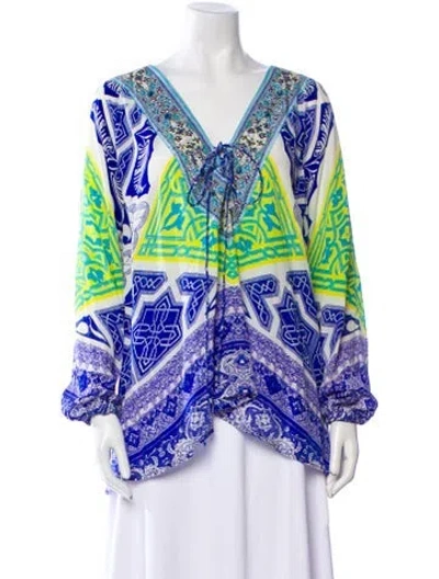 Pre-owned Camilla Silk Printed Robe In Blue