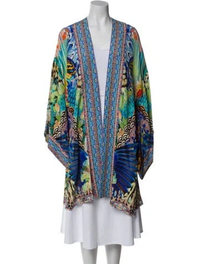 Pre-owned Camilla Silk Printed Robe In Blue