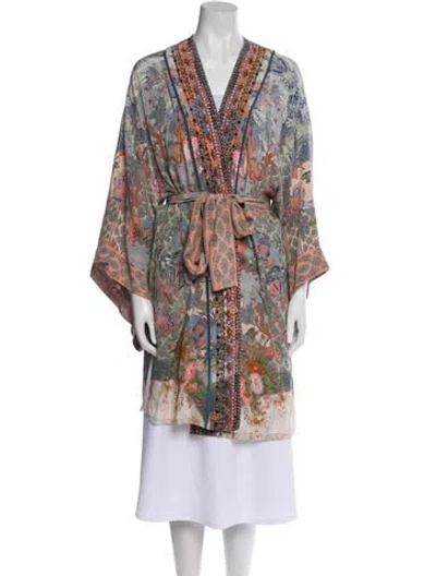 Pre-owned Camilla Silk Printed Robe In Blue