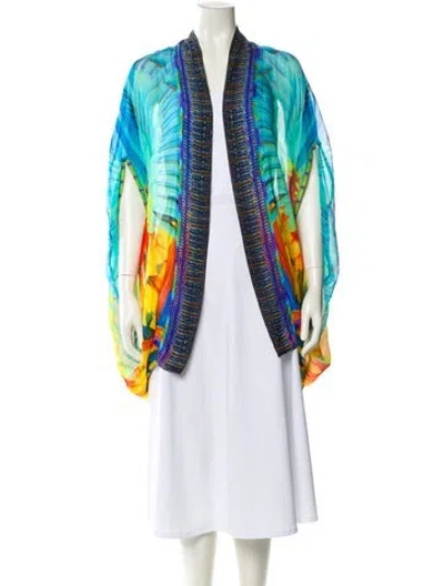 Pre-owned Camilla Silk Printed Robe In Blue