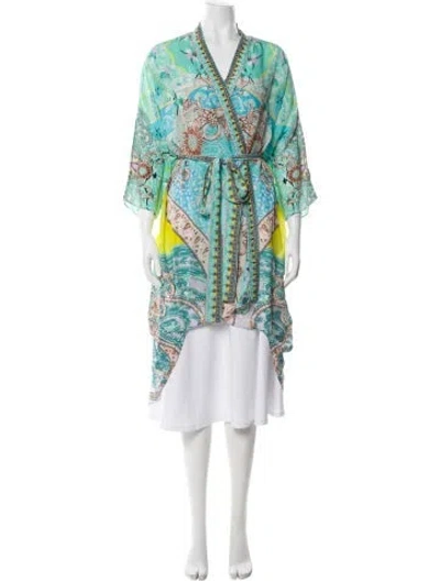 Pre-owned Camilla Silk Printed Robe In Green