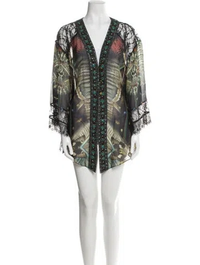 Pre-owned Camilla Silk Printed Robe In Green