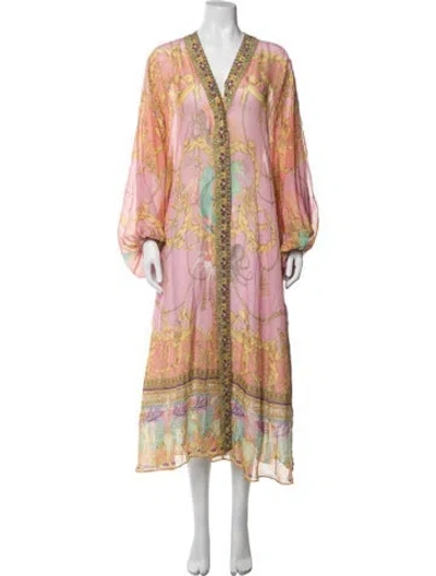 Pre-owned Camilla Silk Printed Robe In Pink