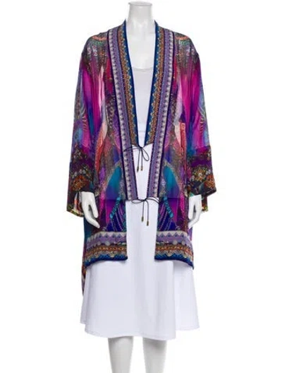Pre-owned Camilla Silk Printed Robe In Purple