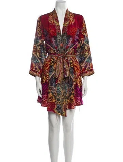 Pre-owned Camilla Silk Printed Robe In Red