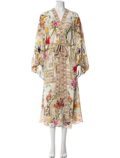 Pre-owned Camilla Silk Printed Robe In White