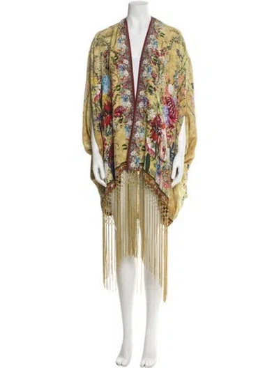 Pre-owned Camilla Silk Printed Robe In Yellow