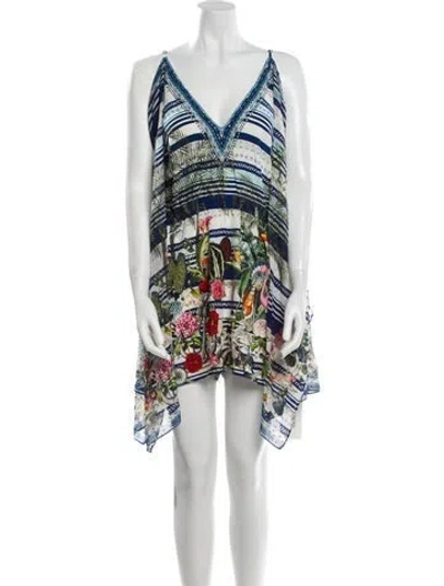 Pre-owned Camilla Silk Printed Romper In Blue
