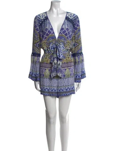 Pre-owned Camilla Silk Printed Romper In Blue