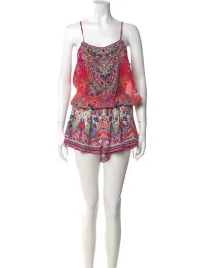 Pre-owned Camilla Silk Printed Romper In Blue