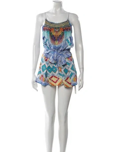 Pre-owned Camilla Silk Printed Romper In Blue