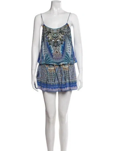 Pre-owned Camilla Silk Printed Romper In Blue