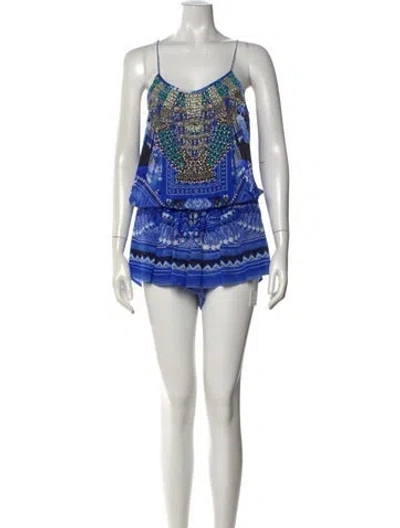 Pre-owned Camilla Silk Printed Romper In Blue