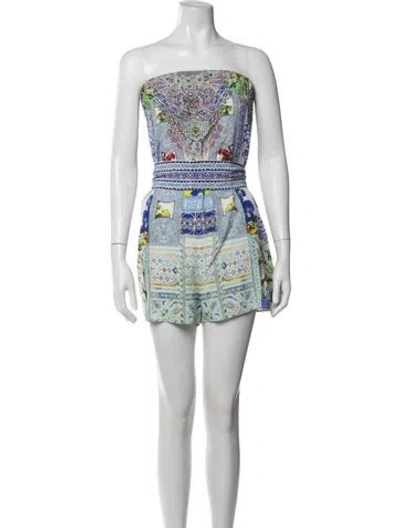Pre-owned Camilla Silk Printed Romper In Blue