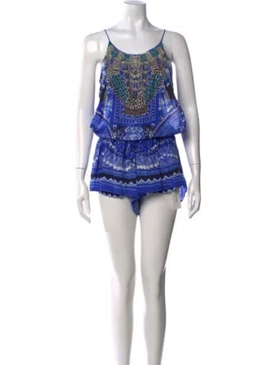 Pre-owned Camilla Silk Printed Romper In Blue