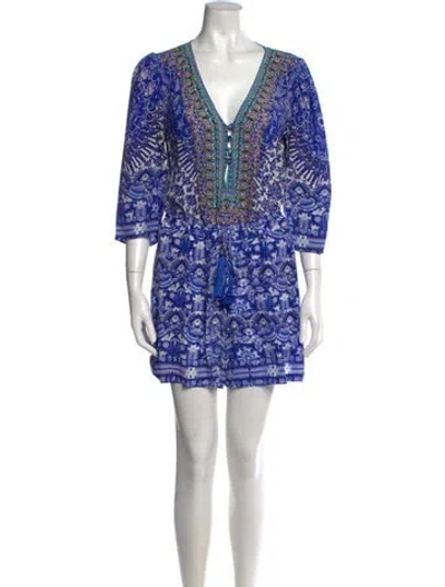 Pre-owned Camilla Silk Printed Romper In Blue
